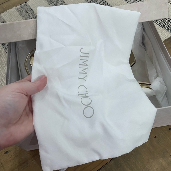 New in Box Jimmy Choo Meira 85 Gold Leather Sandals with Crystal Embellishment - Picture 8 of 8